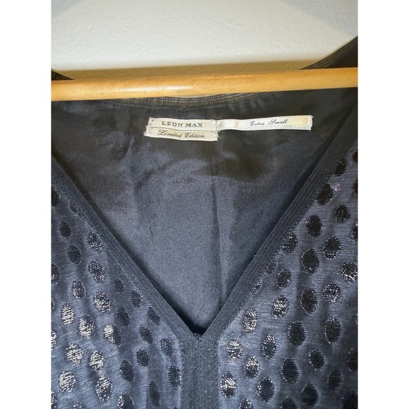 Leon Max Limited Edition Black Silver Metallic Polka Dot Fit Flare Dress XS - Picture 4 of 10